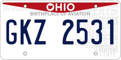 OH license plate GKZ2531