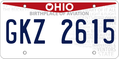 OH license plate GKZ2615