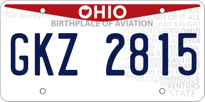 OH license plate GKZ2815