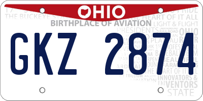 OH license plate GKZ2874