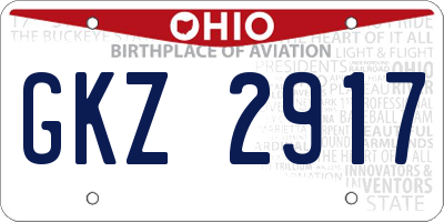 OH license plate GKZ2917