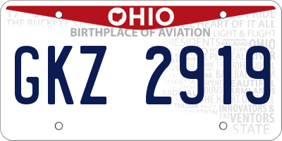OH license plate GKZ2919
