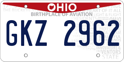 OH license plate GKZ2962