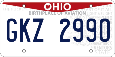 OH license plate GKZ2990