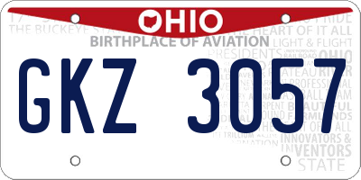 OH license plate GKZ3057