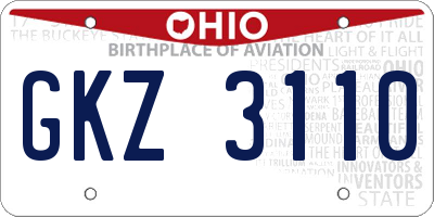 OH license plate GKZ3110