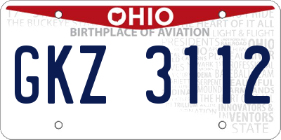 OH license plate GKZ3112