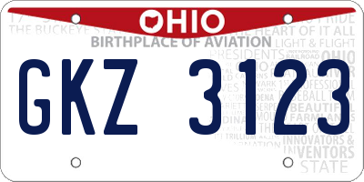 OH license plate GKZ3123