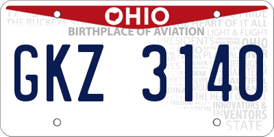 OH license plate GKZ3140