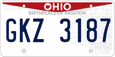 OH license plate GKZ3187