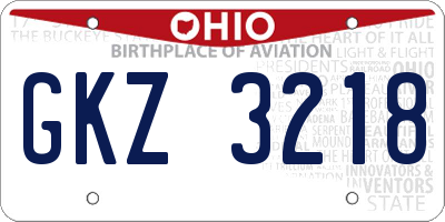 OH license plate GKZ3218