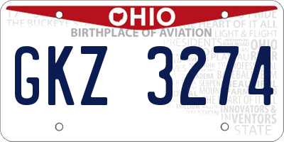 OH license plate GKZ3274