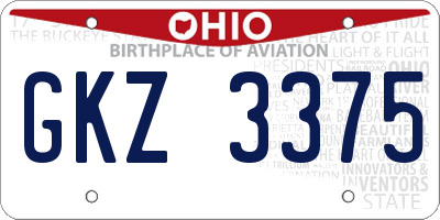 OH license plate GKZ3375