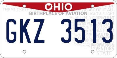 OH license plate GKZ3513
