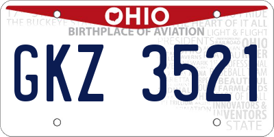 OH license plate GKZ3521
