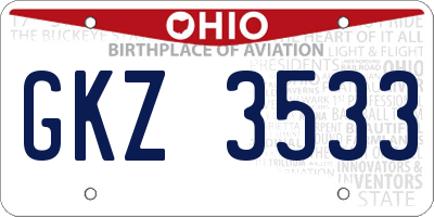 OH license plate GKZ3533