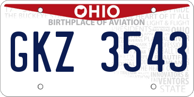 OH license plate GKZ3543