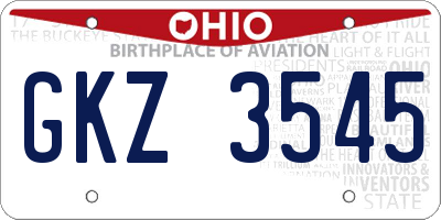 OH license plate GKZ3545