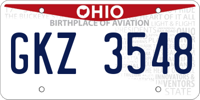 OH license plate GKZ3548