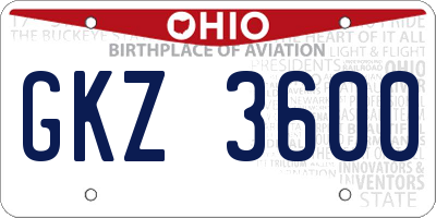OH license plate GKZ3600