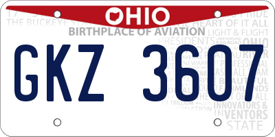 OH license plate GKZ3607