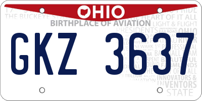 OH license plate GKZ3637