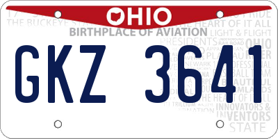 OH license plate GKZ3641