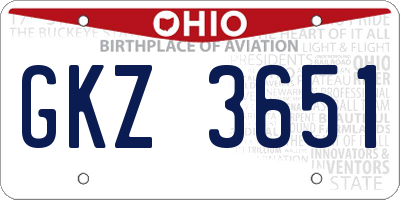 OH license plate GKZ3651