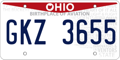 OH license plate GKZ3655