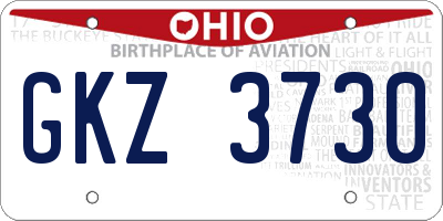 OH license plate GKZ3730