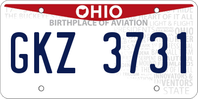 OH license plate GKZ3731