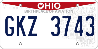 OH license plate GKZ3743