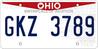 OH license plate GKZ3789