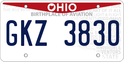 OH license plate GKZ3830