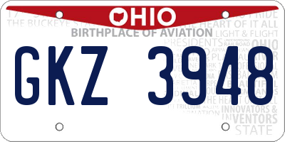 OH license plate GKZ3948