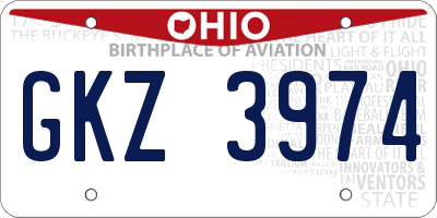 OH license plate GKZ3974