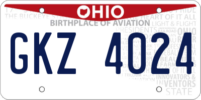 OH license plate GKZ4024