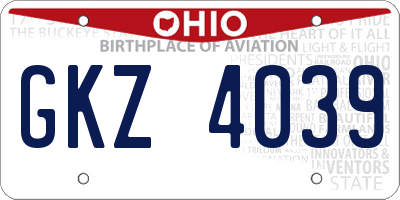 OH license plate GKZ4039