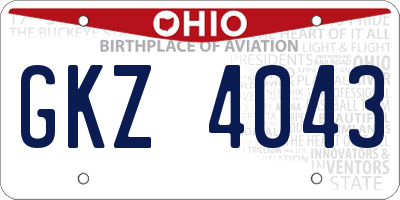 OH license plate GKZ4043