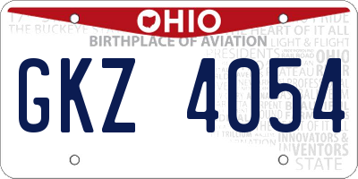 OH license plate GKZ4054
