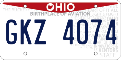 OH license plate GKZ4074