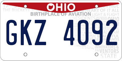 OH license plate GKZ4092