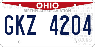 OH license plate GKZ4204
