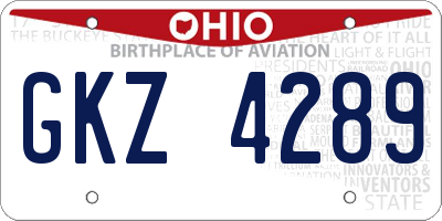 OH license plate GKZ4289