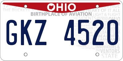 OH license plate GKZ4520