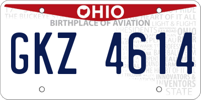 OH license plate GKZ4614