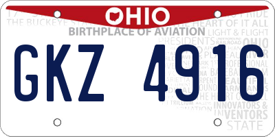 OH license plate GKZ4916