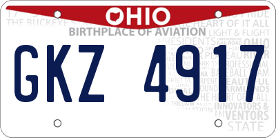 OH license plate GKZ4917