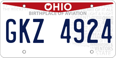 OH license plate GKZ4924