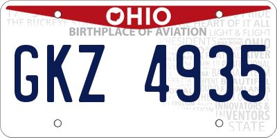 OH license plate GKZ4935